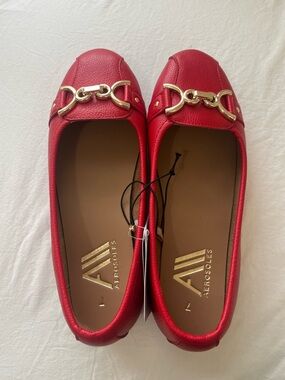 AEROSOLES Red Chain-Trim Flats
